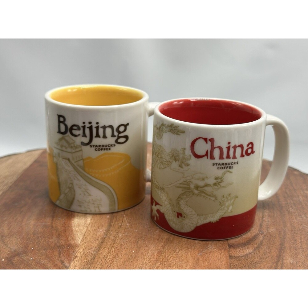 Starbucks Beijing & China 3 Oz Espresso Demitasse Coffee Cup Mug Set